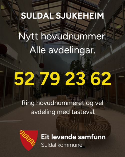 Lenkje til artikkel: Sjukeheimen har fått nytt hovudnummer