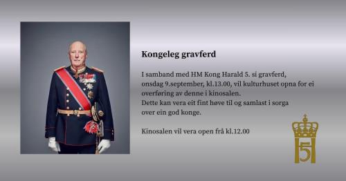 Lenkje til artikkel: Gravferda til HM Kong Harald V visast på kulturhuset