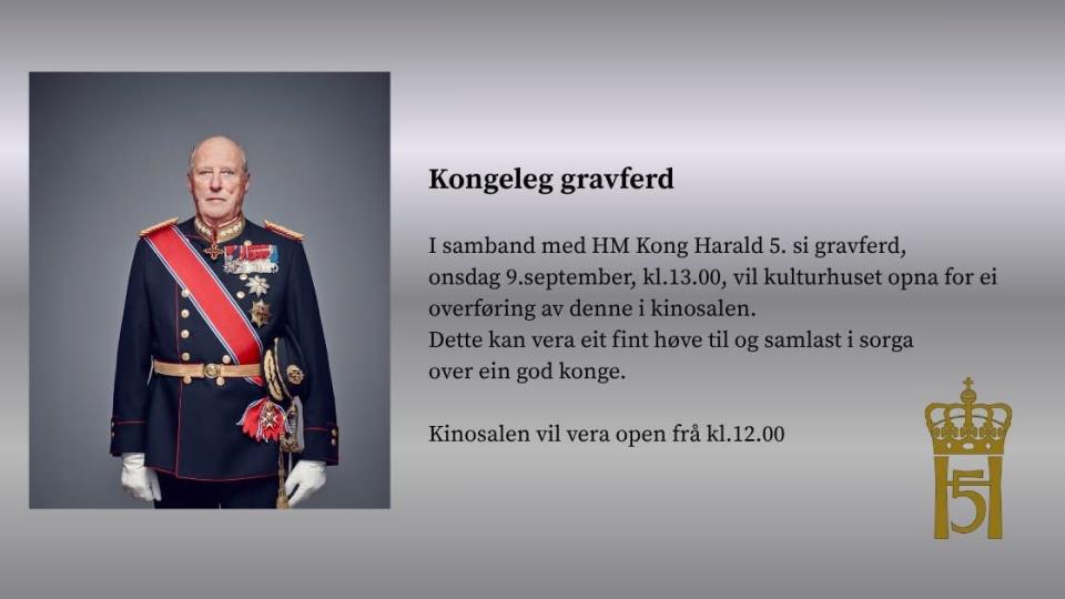 Lenkje til artikkel: Gravferda til HM Kong Harald V visast på kulturhuset