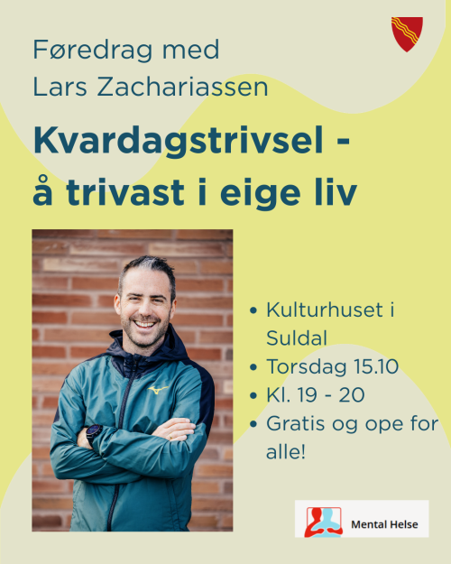 Lenkje til artikkel: Føredrag "Kvardagstrivsel" i samband med Verdsdagen for psykisk helse 